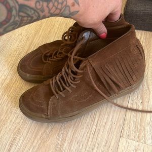 Vans suede moccasin high top . Worn condition but good and comfy